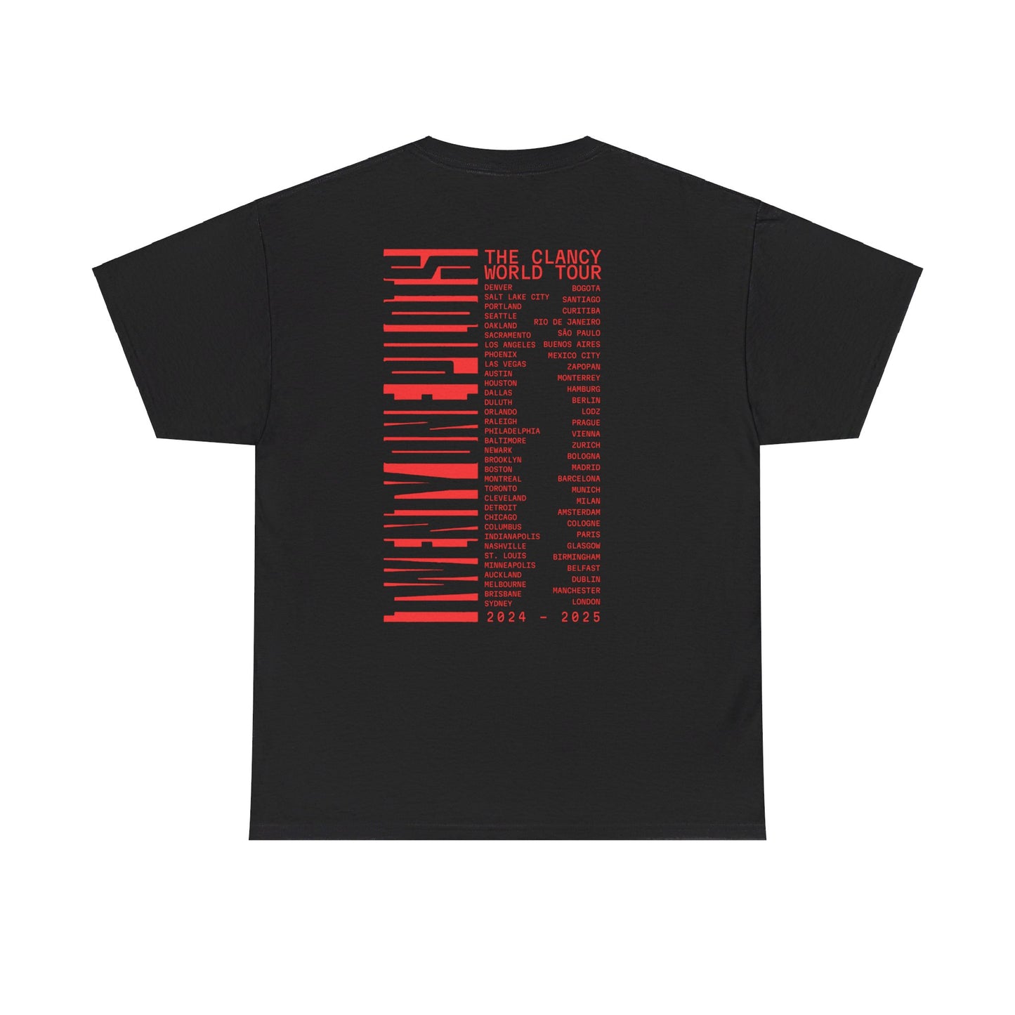 TWENTY ONE PILOTS CLANCY TOUR MERCH - CLANCY COVER TOUR DATES BLACK TEE