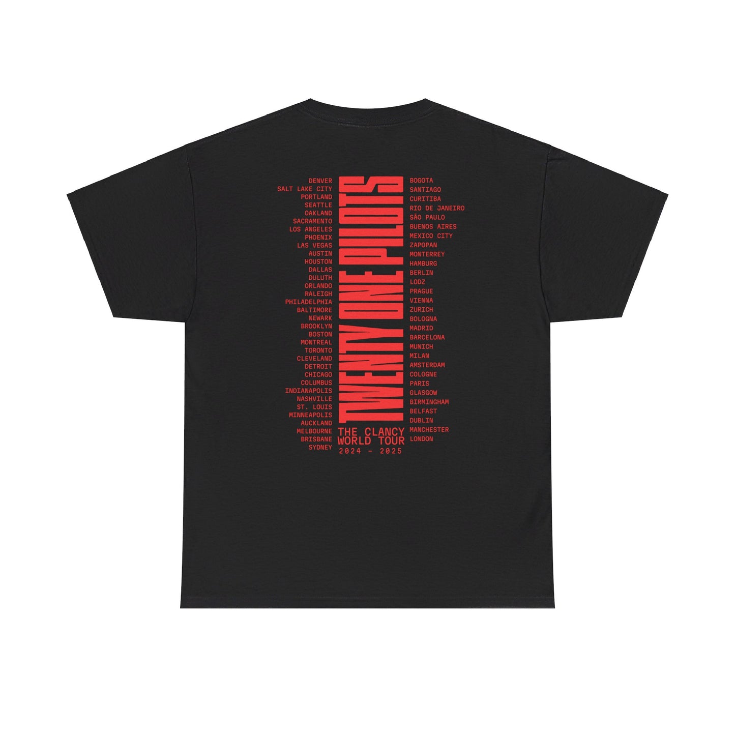 TWENTY ONE PILOTS CLANCY TOUR MERCH - CLANCY CORAZON TOUR DATES BLACK TEE