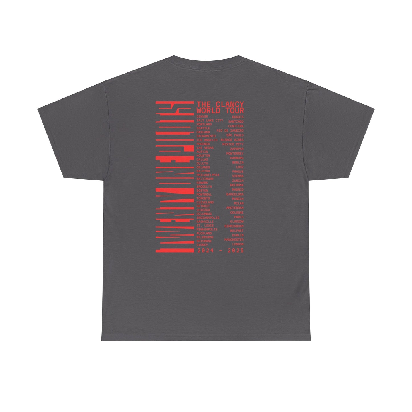 TWENTY ONE PILOTS CLANCY TOUR MERCH - CLANCY DUAL TOUR DATES CHARCOAL TEE