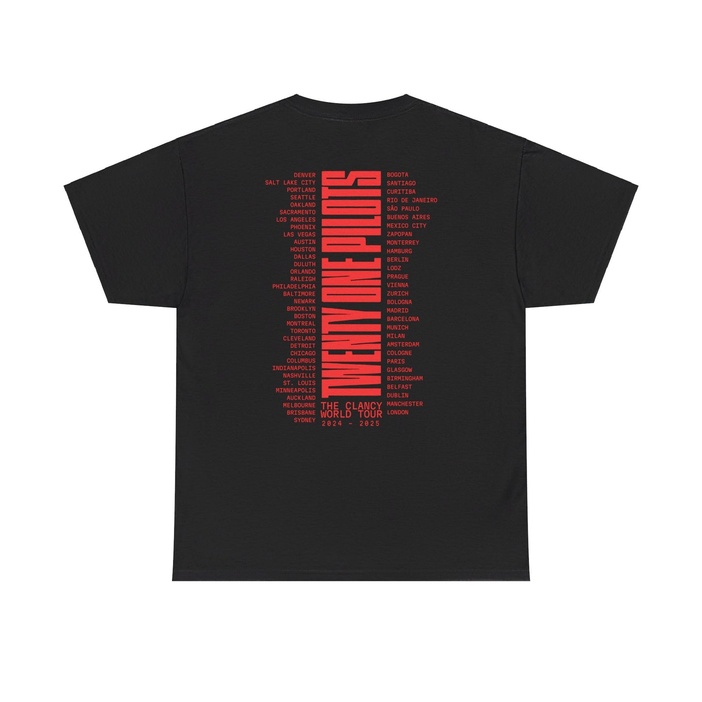 TWENTY ONE PILOTS CLANCY TOUR MERCH - CLANCY DUAL TOUR DATES WHITE TEE